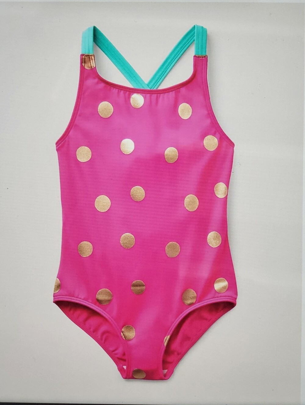 ♥️NWT♥️ Boden Girls Pink Polka Dot One-Piece Swimsuit with Crossback Straps